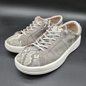 Hey Dude (Womens Size 7) Karina Silver Python Shoes Slip On Sneakers Gray Loafer